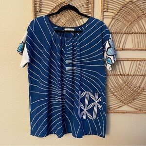 Pitacus Hawaii Patchwork Blouse Top Vintage Japanese Fabric Boho Artsy OS B25